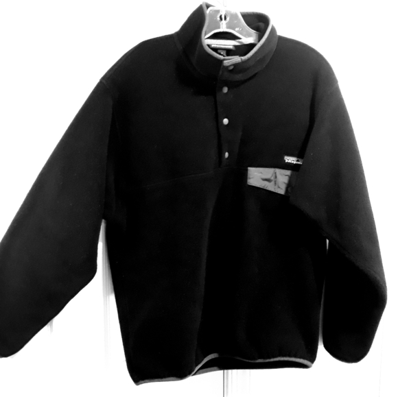 Patagonia Synchilla Fleece Sweater Quater  Snap Black Gray Size Small - Picture 2 of 12